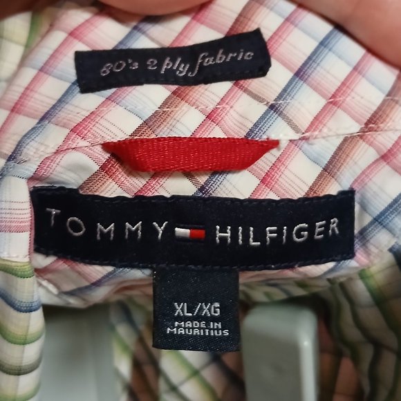 Tommy Hilfiger 80s 2 Ply Fabric Plaid Short Sleeve Men's XL Button Down Shirt - Picture 8 of 11